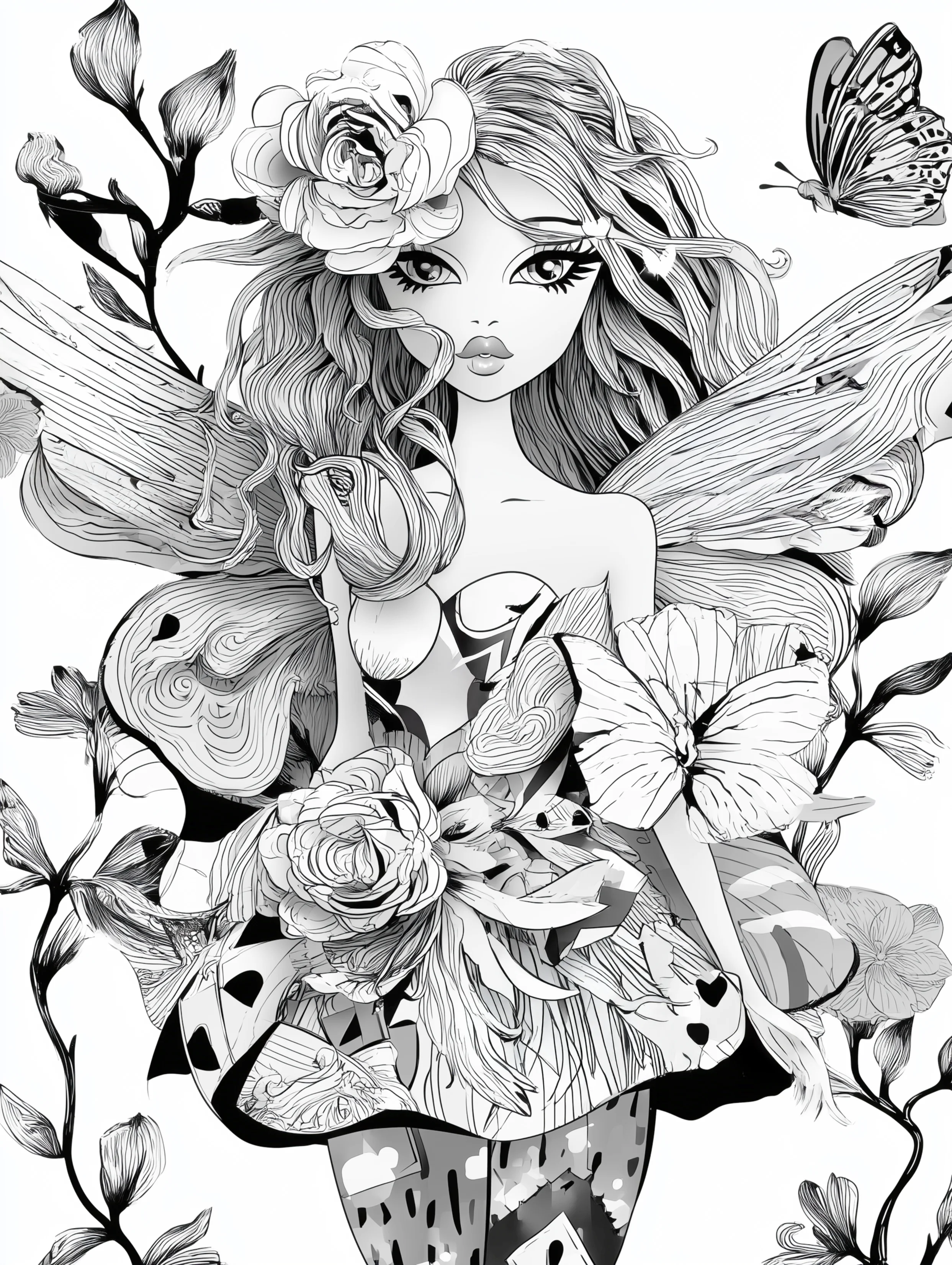 Free printable beautiful fairy coloring page featuring a wispy fairy with wings